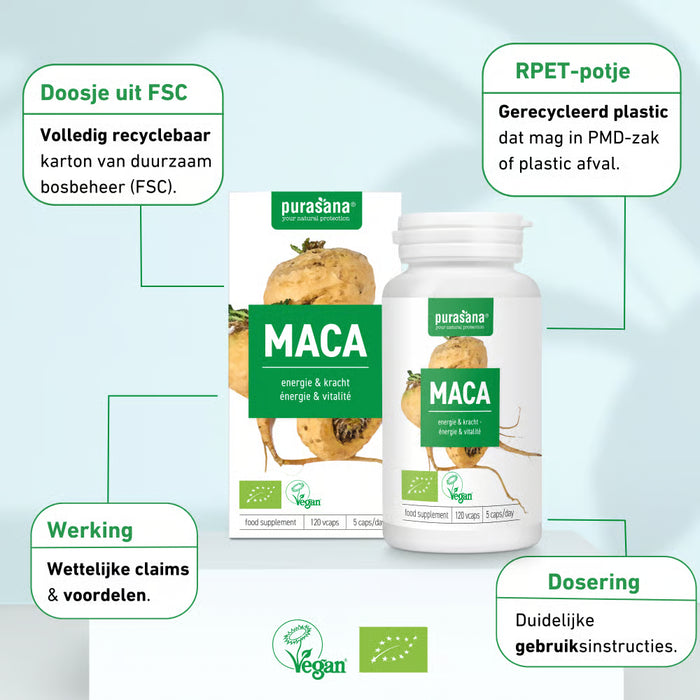 Purasana Maca Capsules 120 capsules (24 dagen)