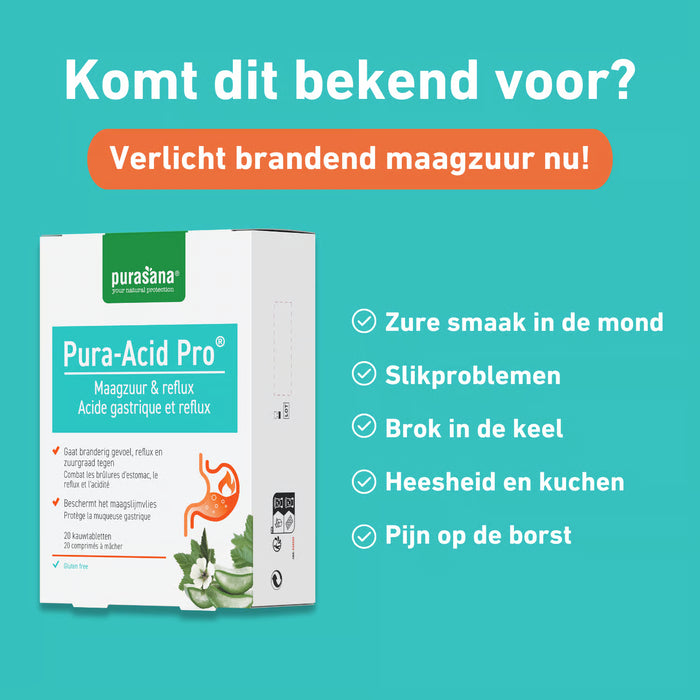 Purasana Pura-Acid Pro Kauwtabletten 20 kauwtabletten (20 dagen)