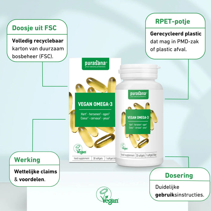 Purasana Vegan Omega-3 Softgels 30 softgels (30 dagen)