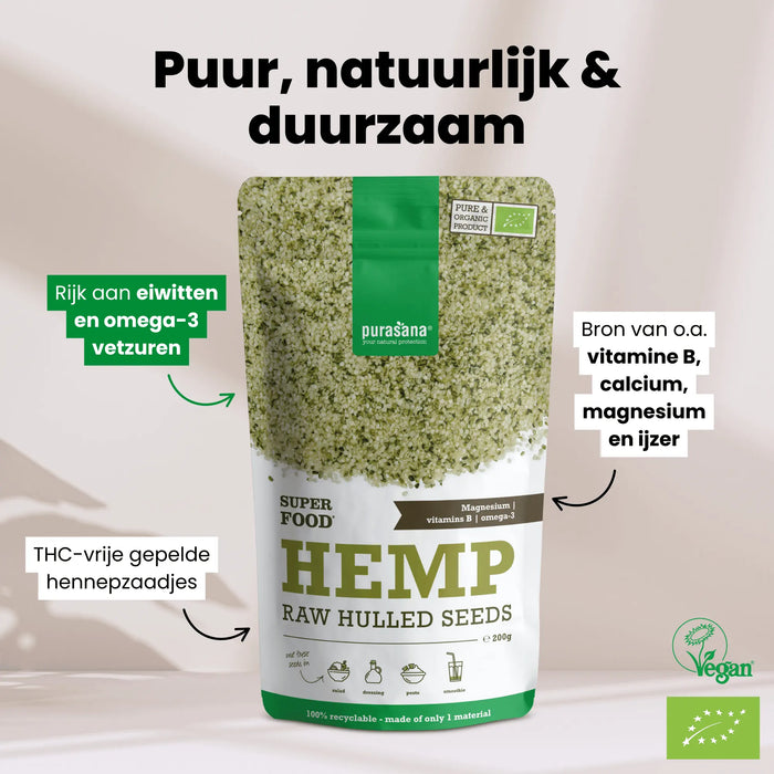 Purasana Gepeld Hennepzaad 200 gram