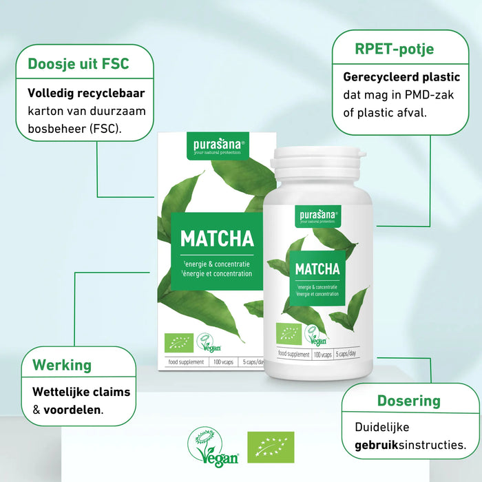 Purasana Matcha Capsules 100 capsules (10 dagen)