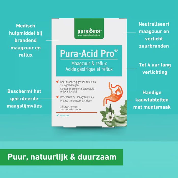 Purasana Pura-Acid Pro Kauwtabletten 20 kauwtabletten (20 dagen)