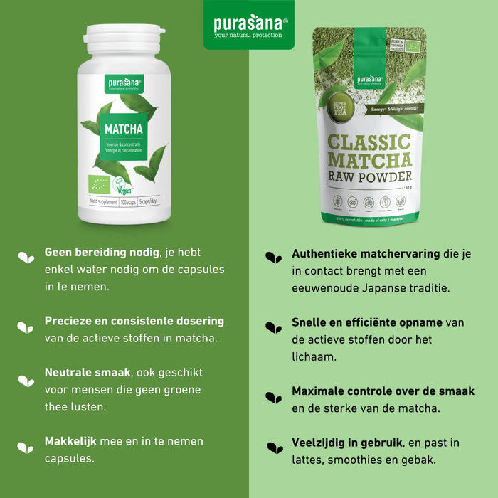 Purasana Matcha Capsules 100 capsules (10 dagen)
